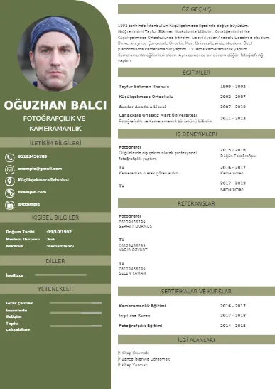 Fotoğrafçı örnek cv indir